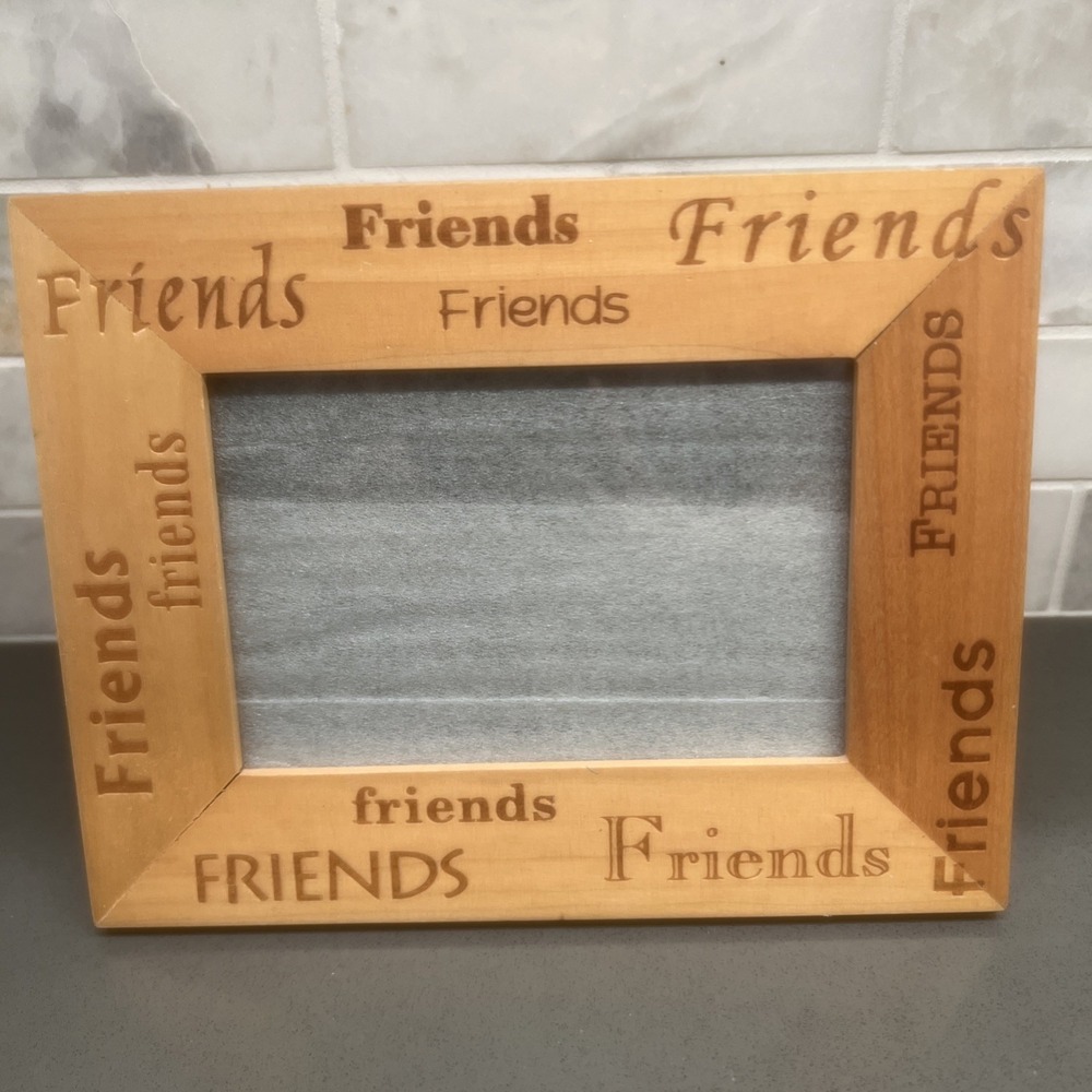 Blond Wood Laser Engraved "FRIENDS" Easel-Back Frame w/Glass for 4x6 Photo